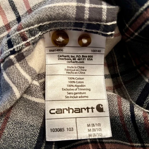 Carhartt Fairview Plaid Shirt Vapor Gray, size M (8/10) - Picture 9 of 9